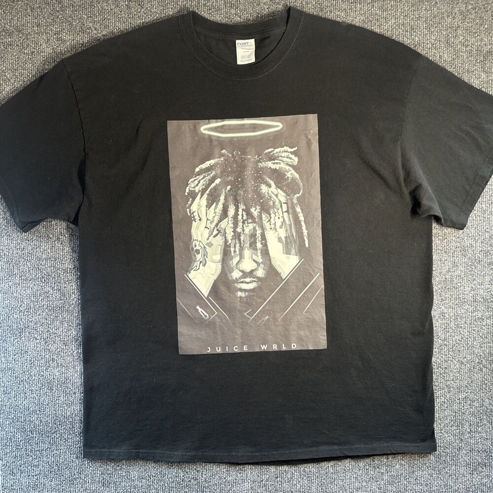 JUICE WRLD Shirt Mens 2XL Black Graphic Portrait Rap Tee